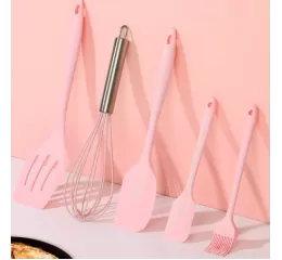 Kit 5 Peças Utensílios de Cozinha Silicone Colher Espátula Fue Espátula Pequena Pincel
